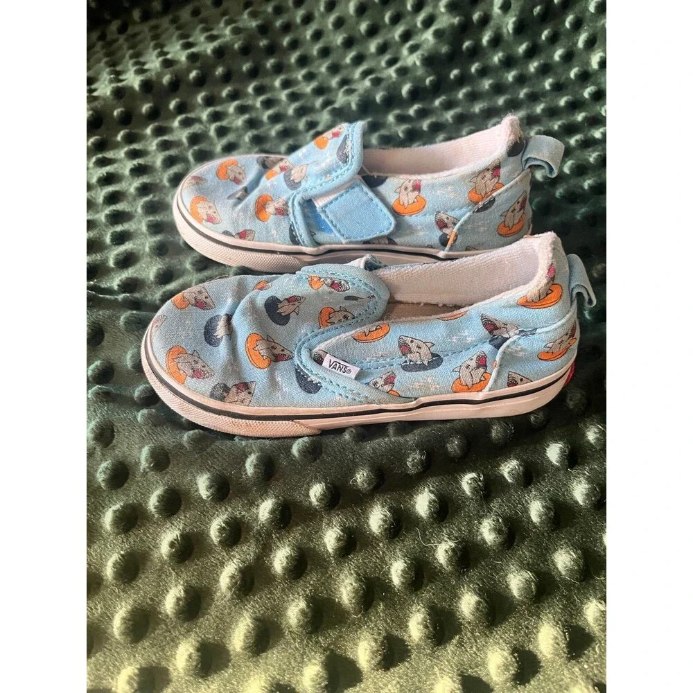 Vans blue shark size 9 little kid shoes